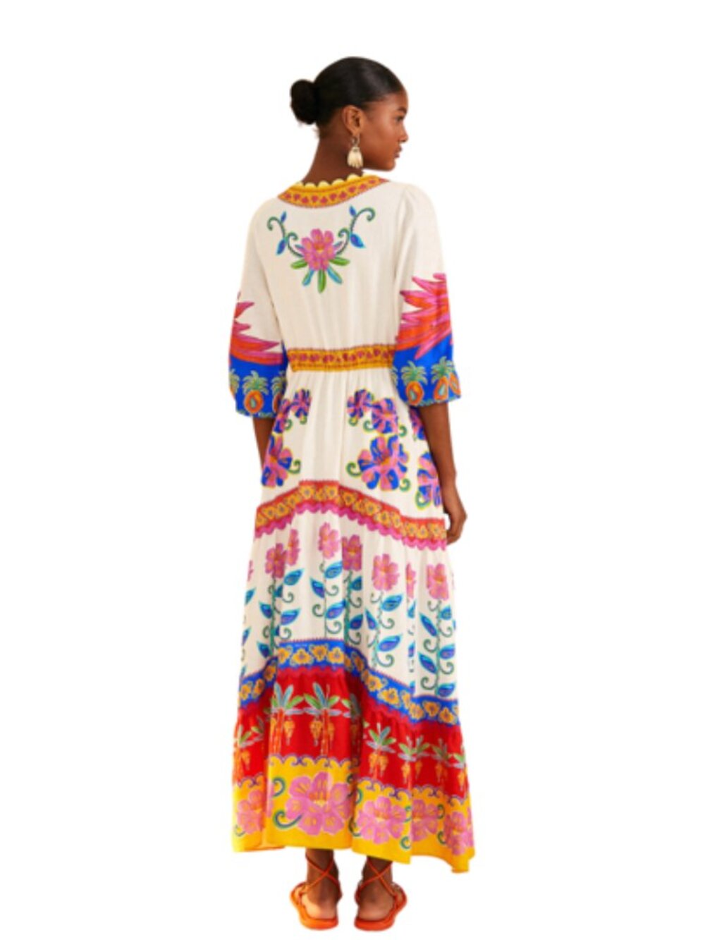 FARM Rio White Multi Mix Floral Panel V-Neck Maxi Dress - Picture 3 of 4